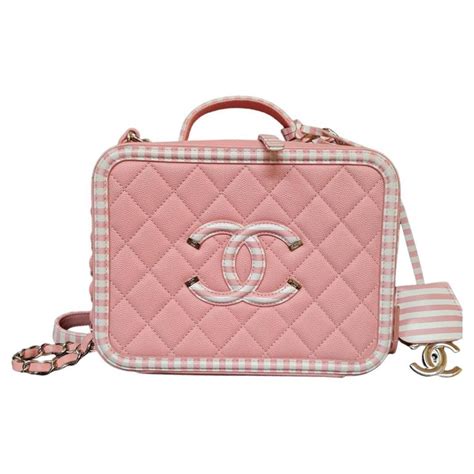 pink stripe vanity chanel|Chanel vinyl vanity bag.